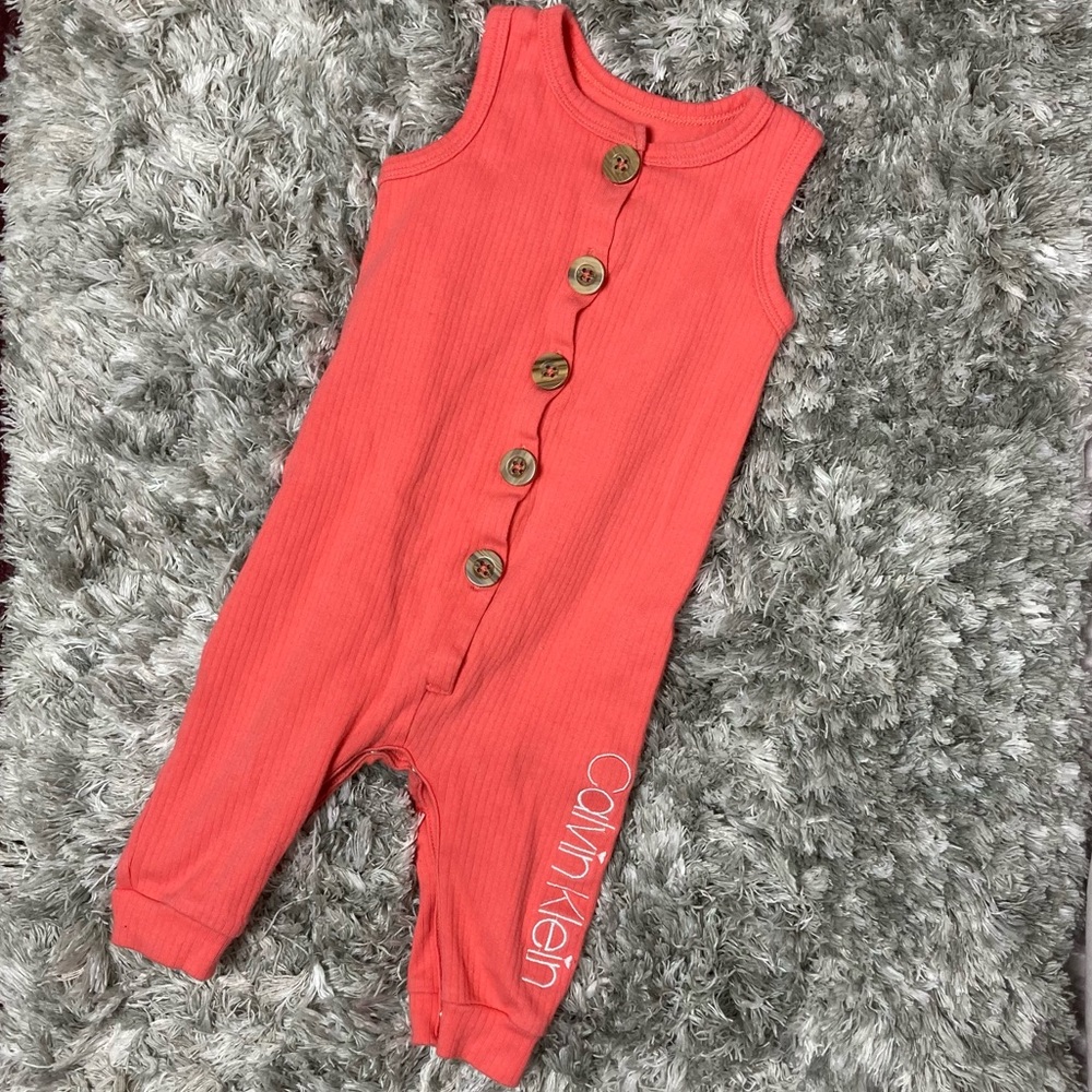 Calvin Klein Baby Girl Romper Size 6-9 Months Coral